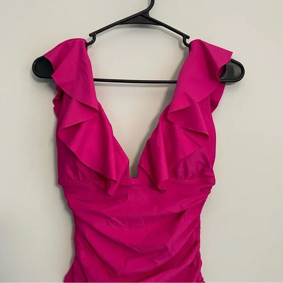 J. Crew Ruched Ruffle One-Piece Swimsuit - Picture 2 of 5